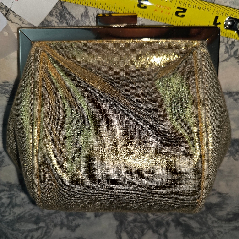 NWT Gold Rhinestone Evening Clutch Black Frame Chain Strap Sparkly Prom Wedding - Picture 12 of 12